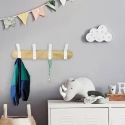 Metal And Wood Hanging Kids' Wall Hooks White - Pillowfort™ -Furniture Store GUEST 58464b19 7cfd 4eee bc98 110e58e1429b