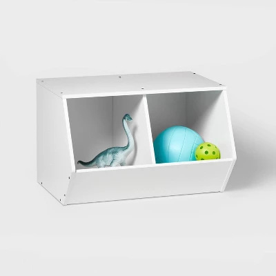Stackable Laminate 2-Compartment Kids' Bin White - Pillowfort™ - Image 2