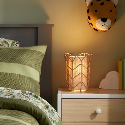 Rattan Tulip Cylinder Bedside Kids' Lamp - Pillowfort™ - Image 2