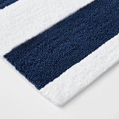 Rugby Striped Kids' Bath Rug Navy - Pillowfort™ - Image 2