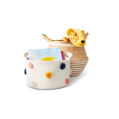 Pom-Pom Kids' Storage Basket Cream - Pillowfort™ - Image 4